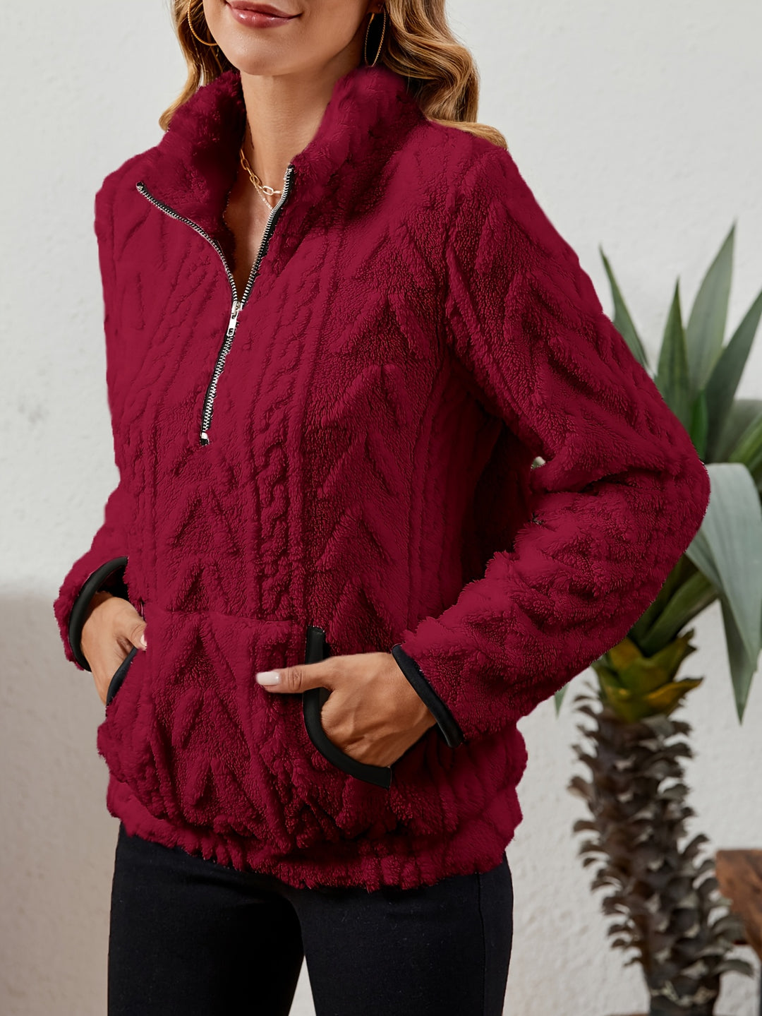 Thea | Textured Half-Zip Pullover