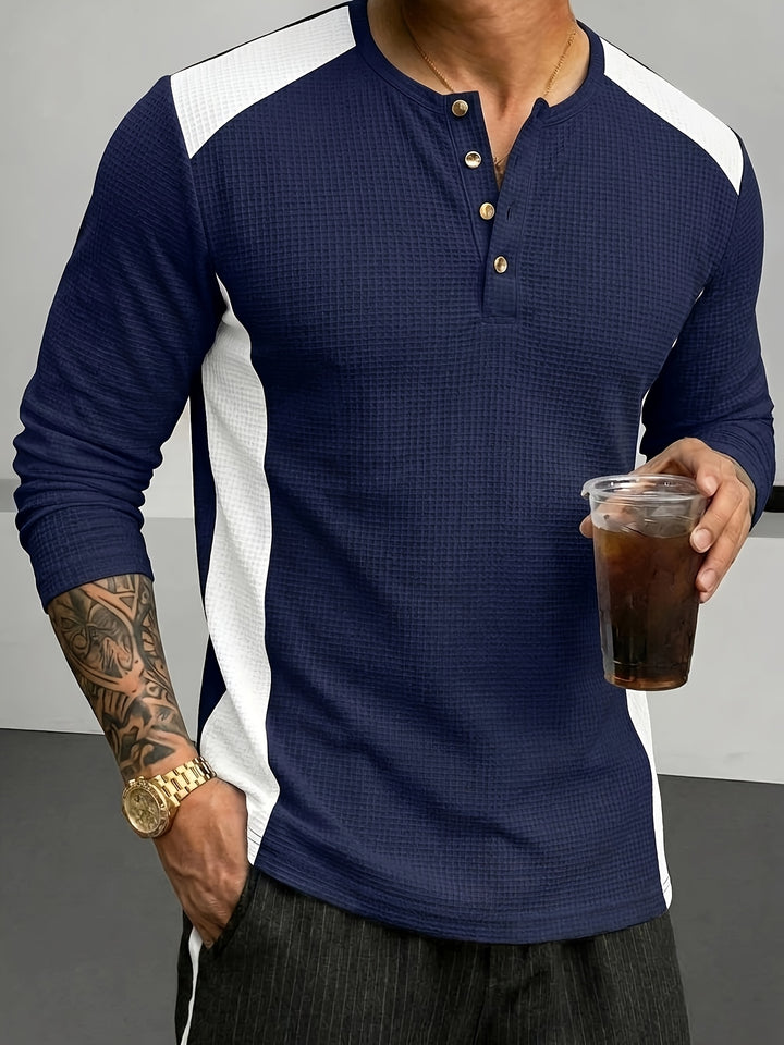 Sawyer | Textured Contrast Henley Shirt