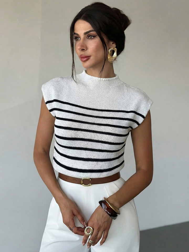Tamsin | Mock Neck Cap-Sleeve Top