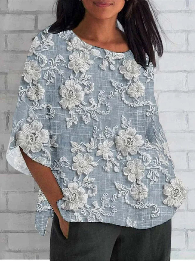 Marguerite | Embroidered Floral Relaxed Blouse