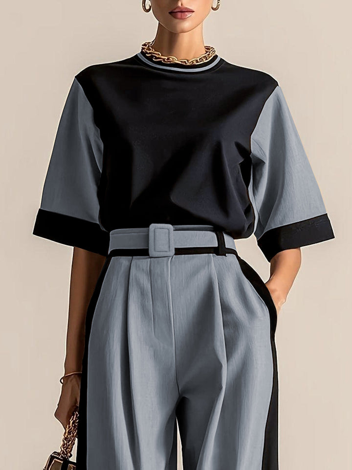 Belinda | Contrast-Trim Two-Piece Set