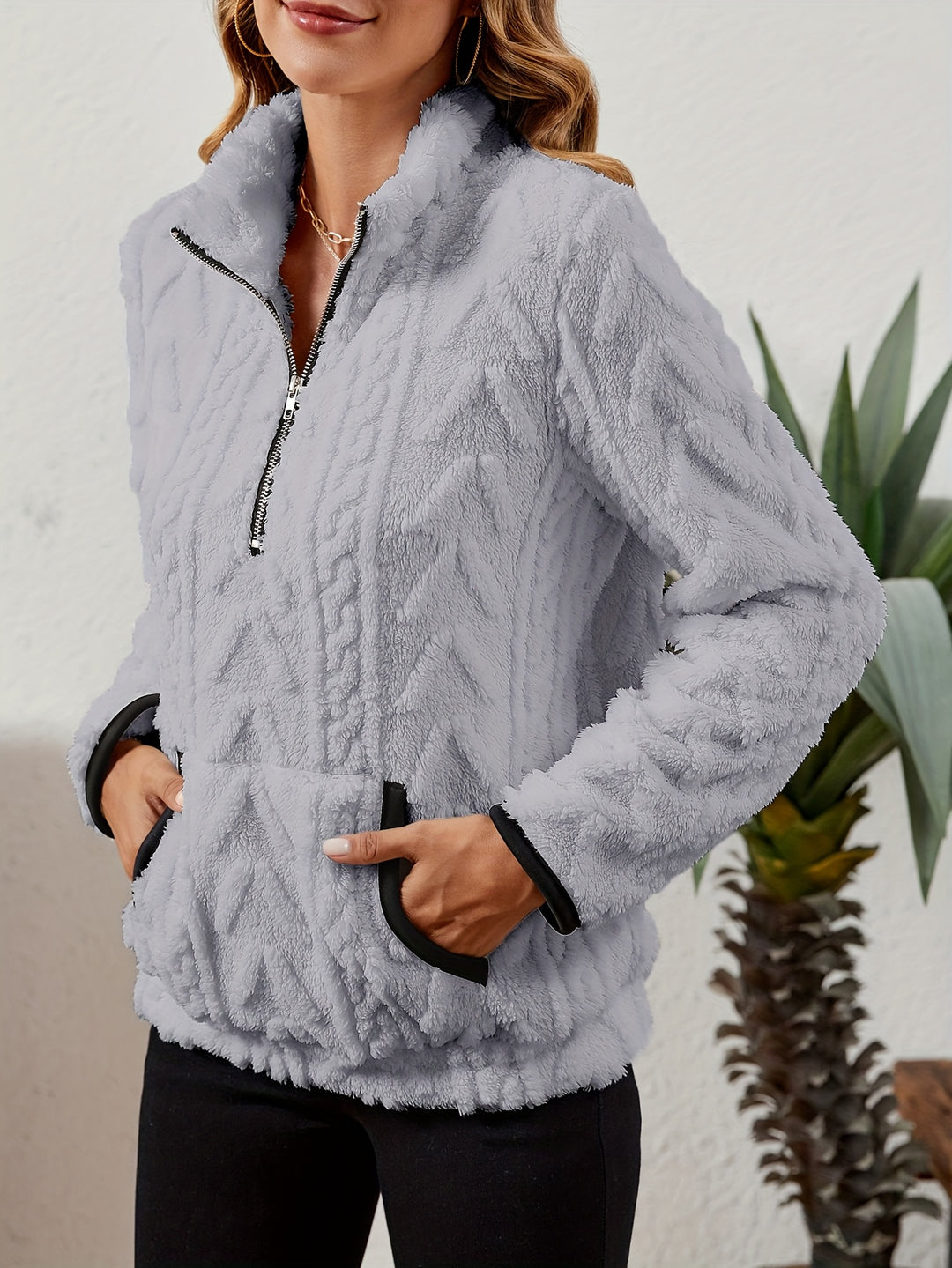 Thea | Textured Half-Zip Pullover