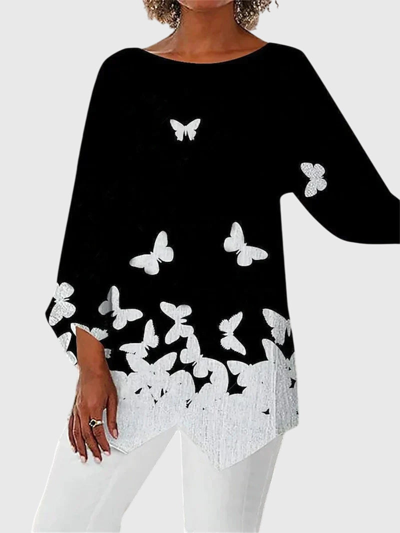 Rosanna | Butterfly-Print Long-Sleeve Top