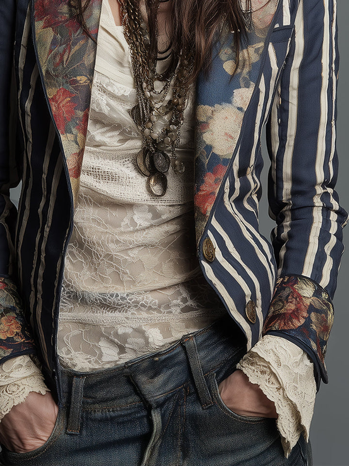 Nina | Classic Retro Bohemian Striped Blazer