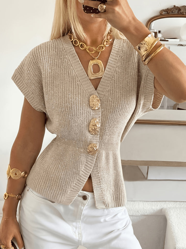 Heather | Button-Front Short-Sleeve Cardigan