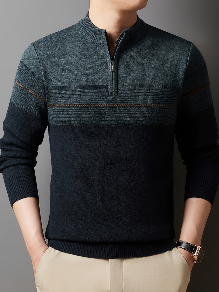 Ambrose | Half-Zip Striped Sweater