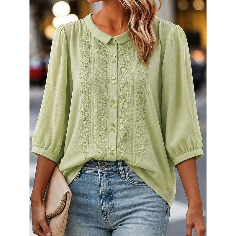 Cynthia | Embroidered Peter Pan Collar Blouse
