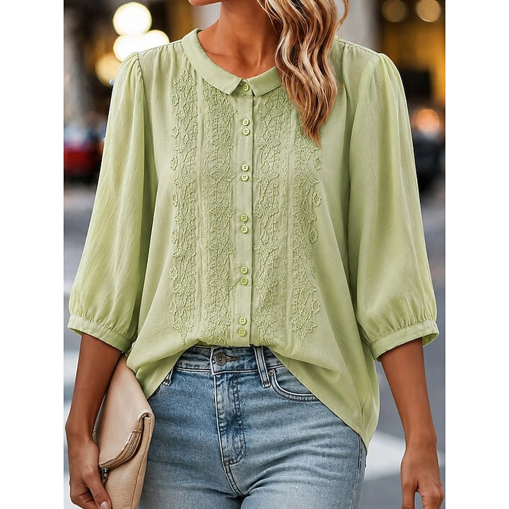 Cynthia | Embroidered Peter Pan Collar Blouse