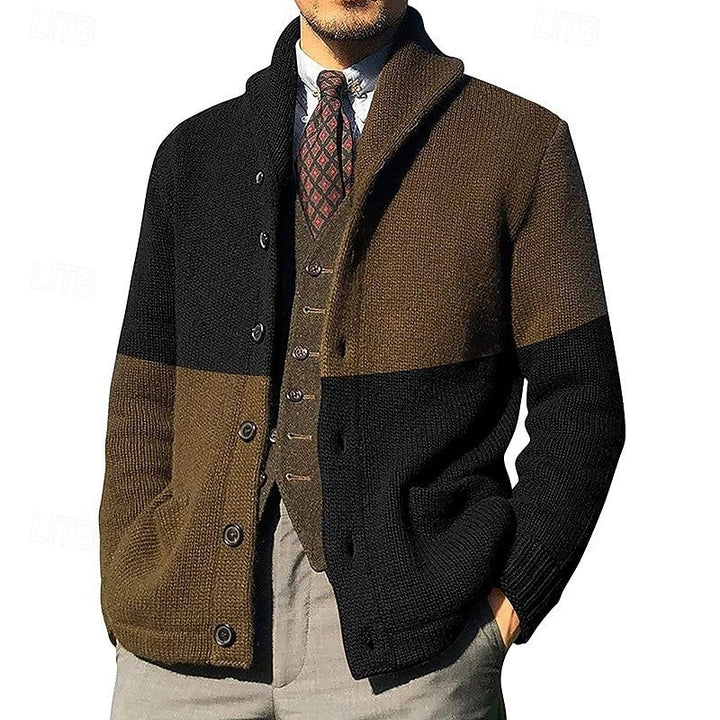 Bertram | Colour-Block Shawl Collar Cardigan