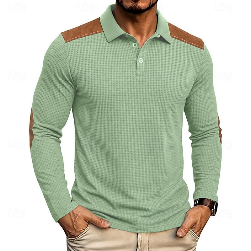 Garrett | Textured Long-Sleeve Polo Shirt