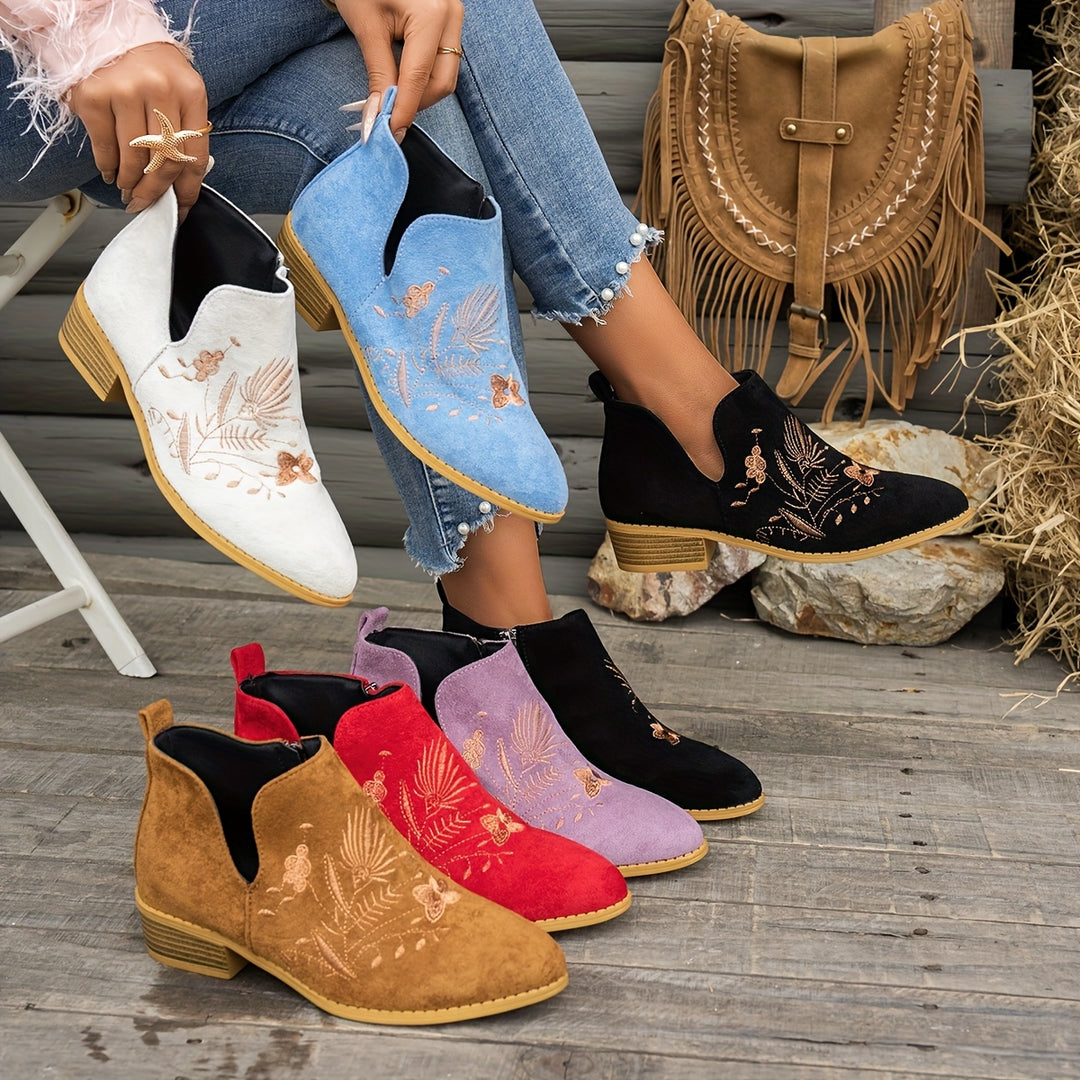 Josephine | Embroidered Ankle Boots