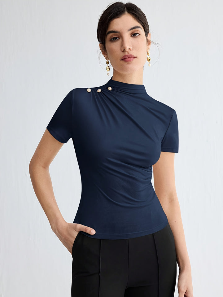 Hazel | Fitted Mock-Neck Top