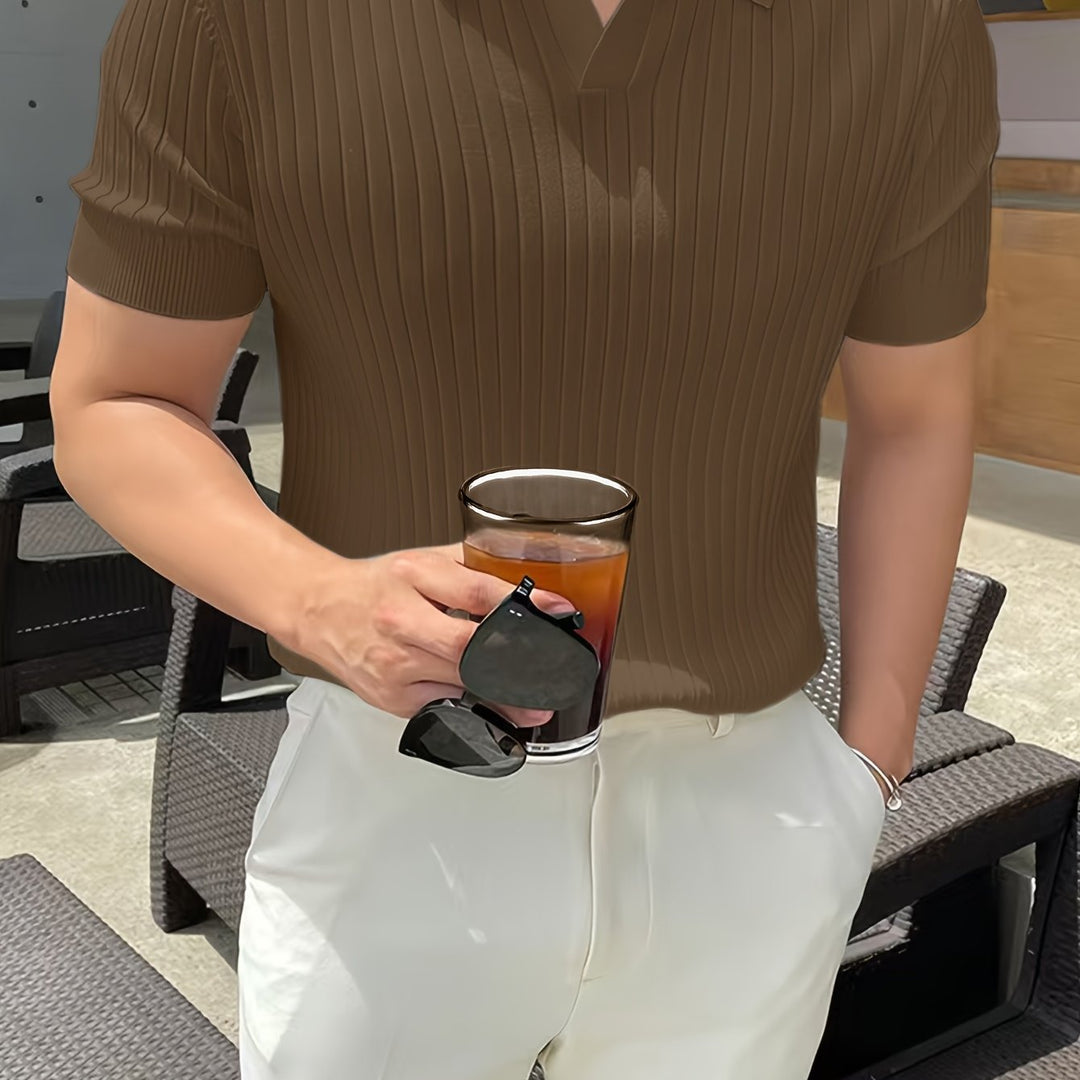 Maxwell | Ribbed Open-Collar Polo Shirt