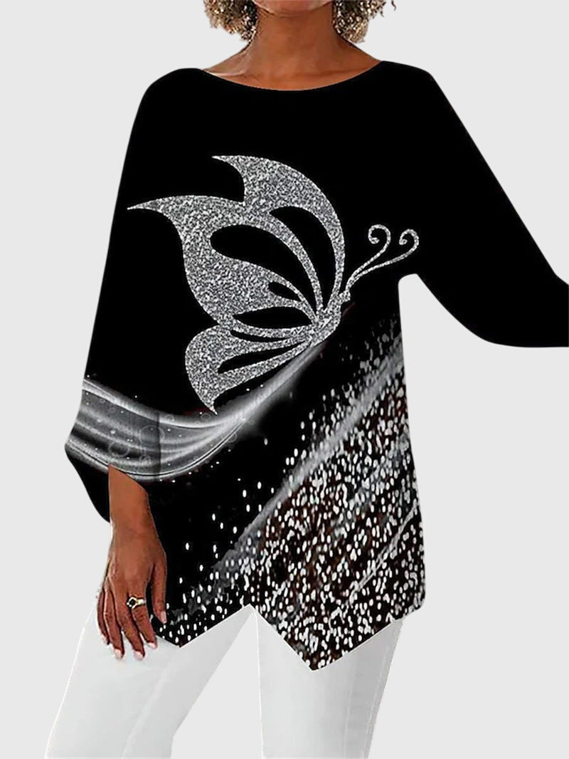 Rosanna | Butterfly-Print Long-Sleeve Top