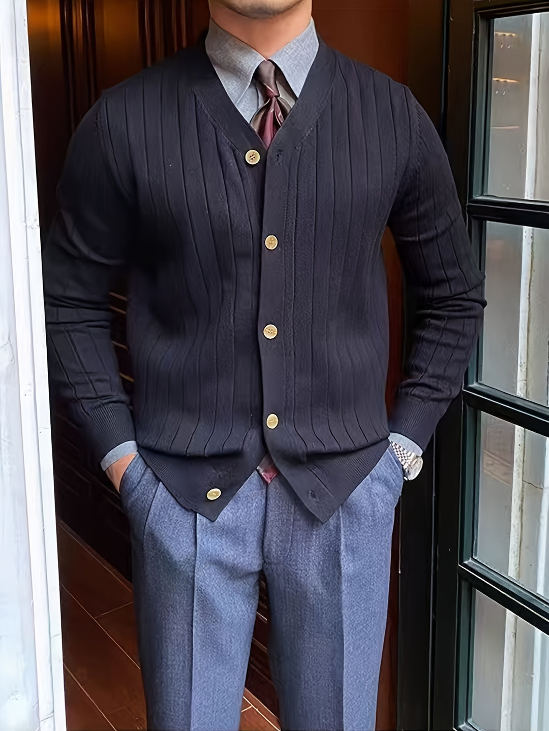 Alistair | Ribbed Button-Up Cardigan