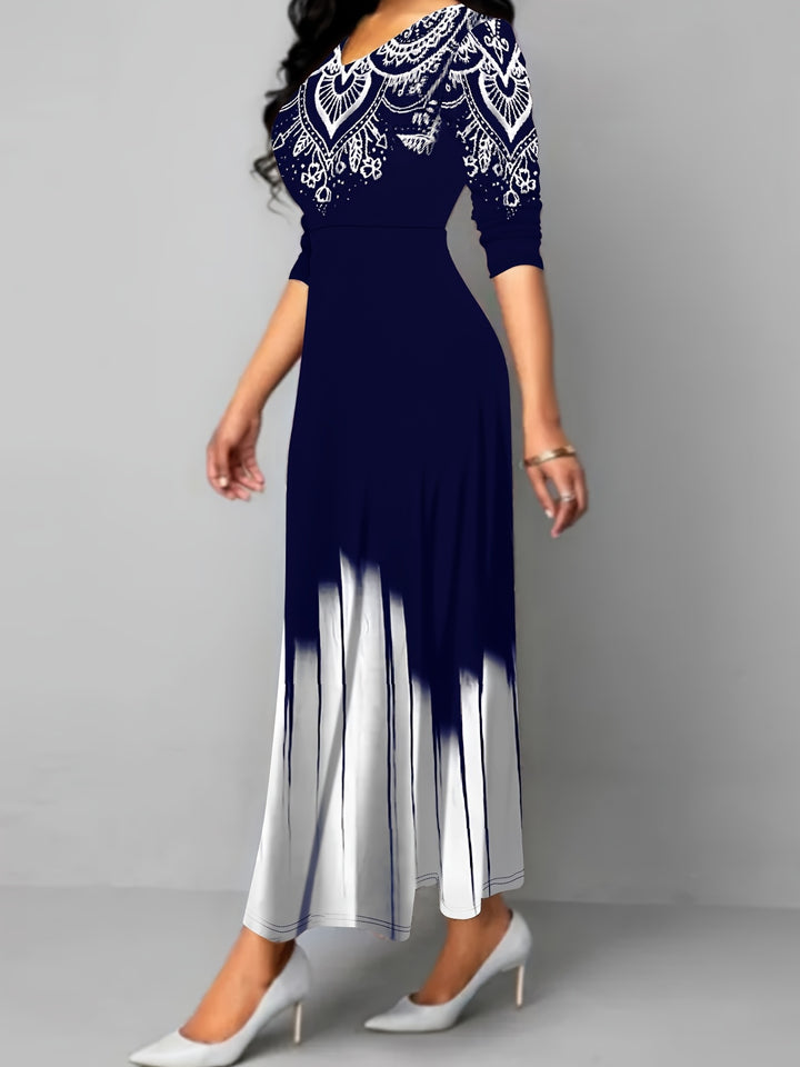 Rosalyn | Ornate Print A-Line Maxi Dress