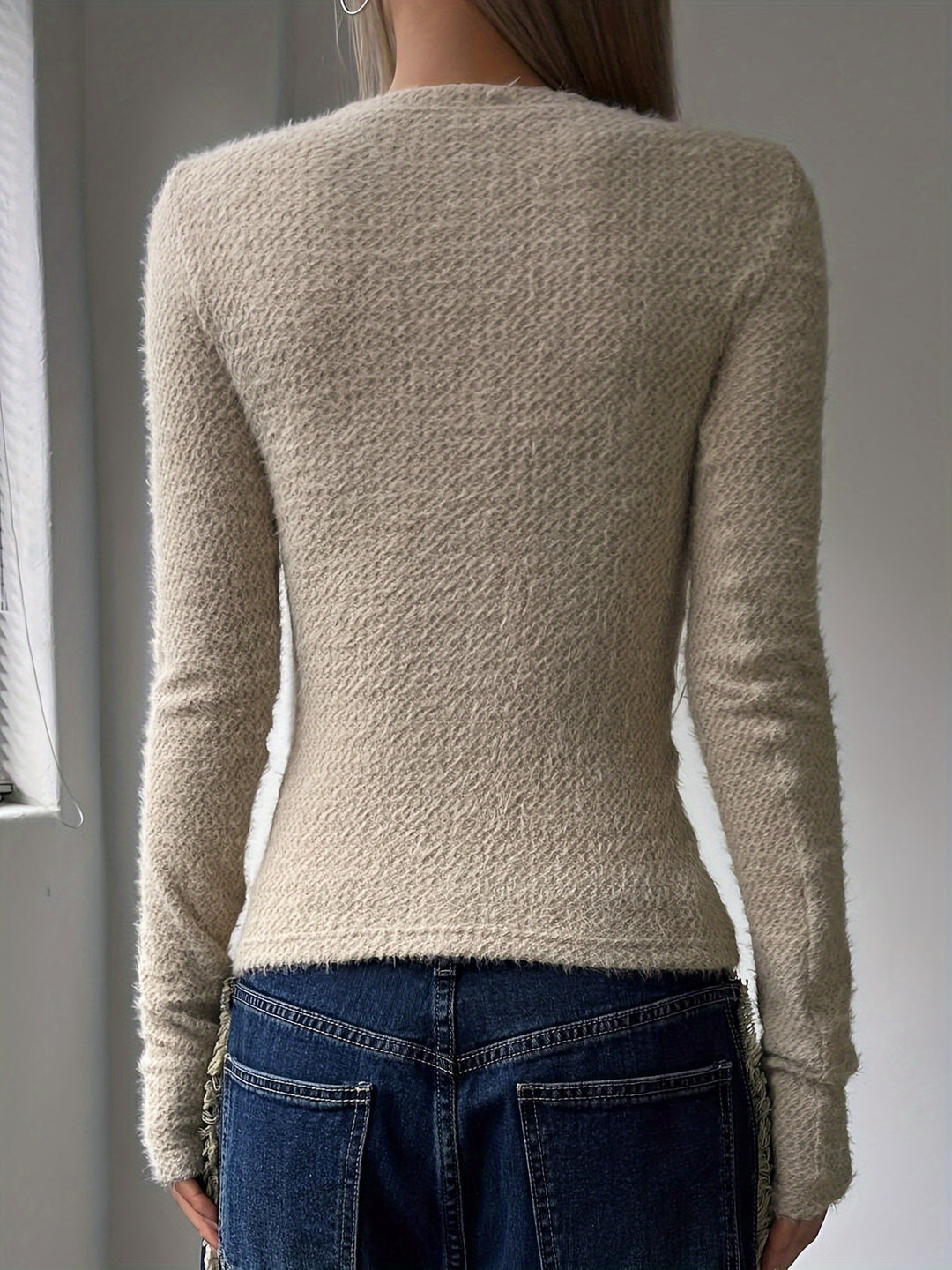 Elspeth | Soft Textured Long Sleeve Top