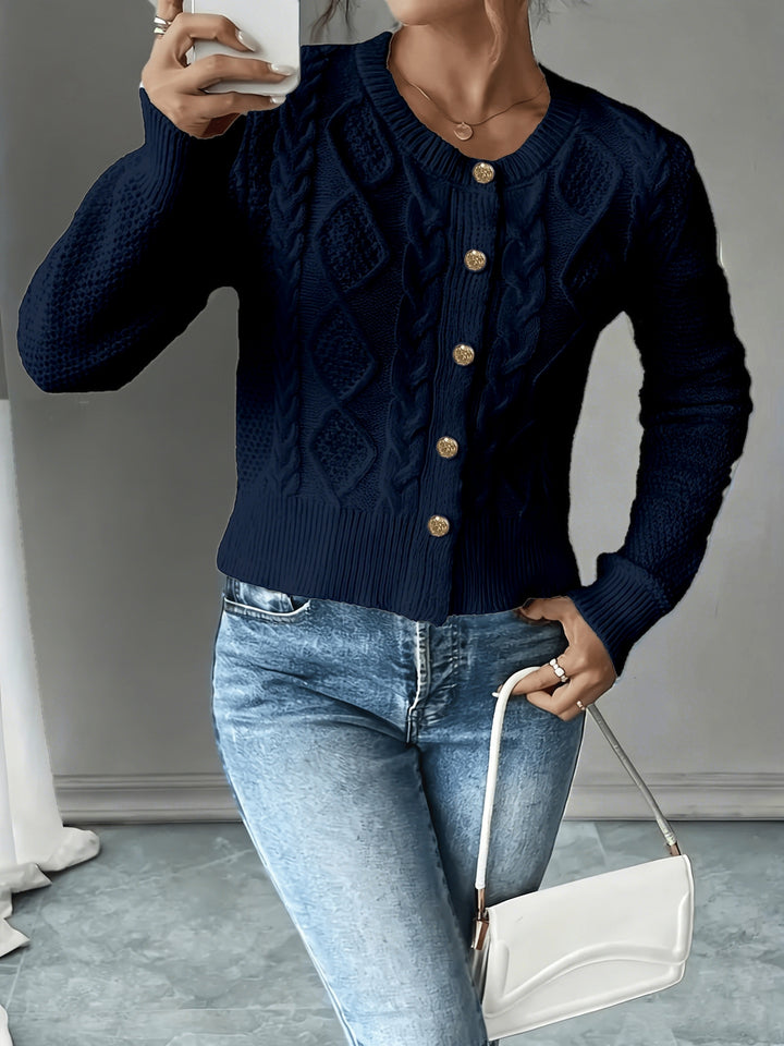 Cecilia | Cable-Knit Button-Front Cardigan