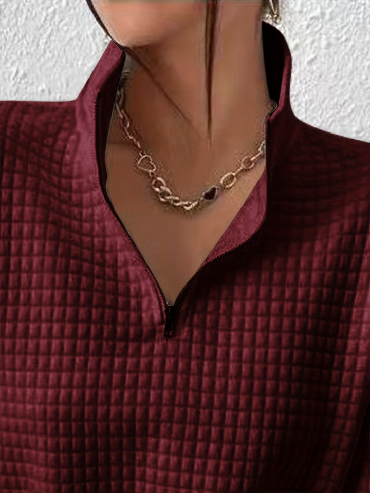 Elodie | Textured Quarter-Zip Pullover