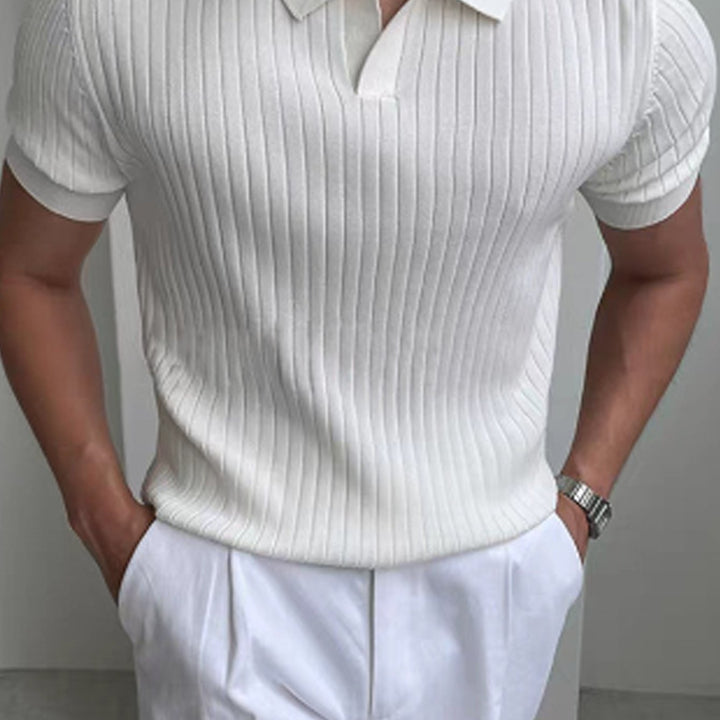 Maxwell | Ribbed Open-Collar Polo Shirt