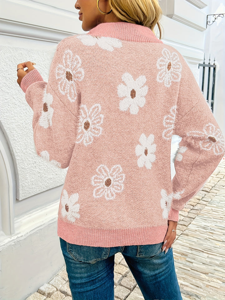 Larissa | Floral Half-Zip Sweater