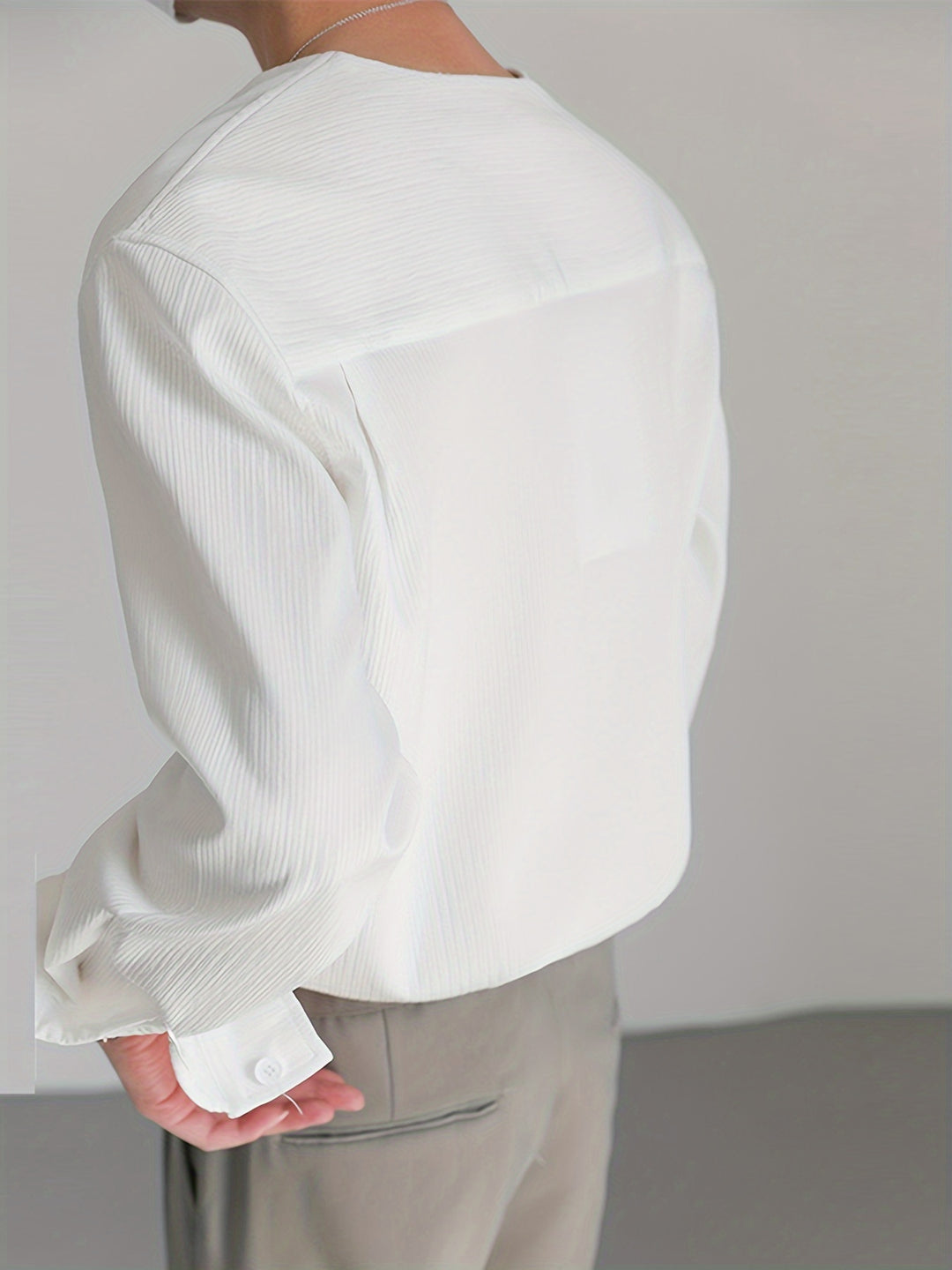 Nigel | Collarless V-Neck Shirt
