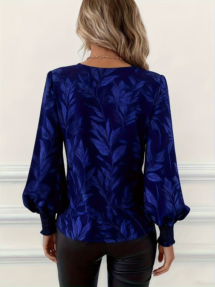 Lorna | Graceful V-Neck Lantern-Sleeve Blouse