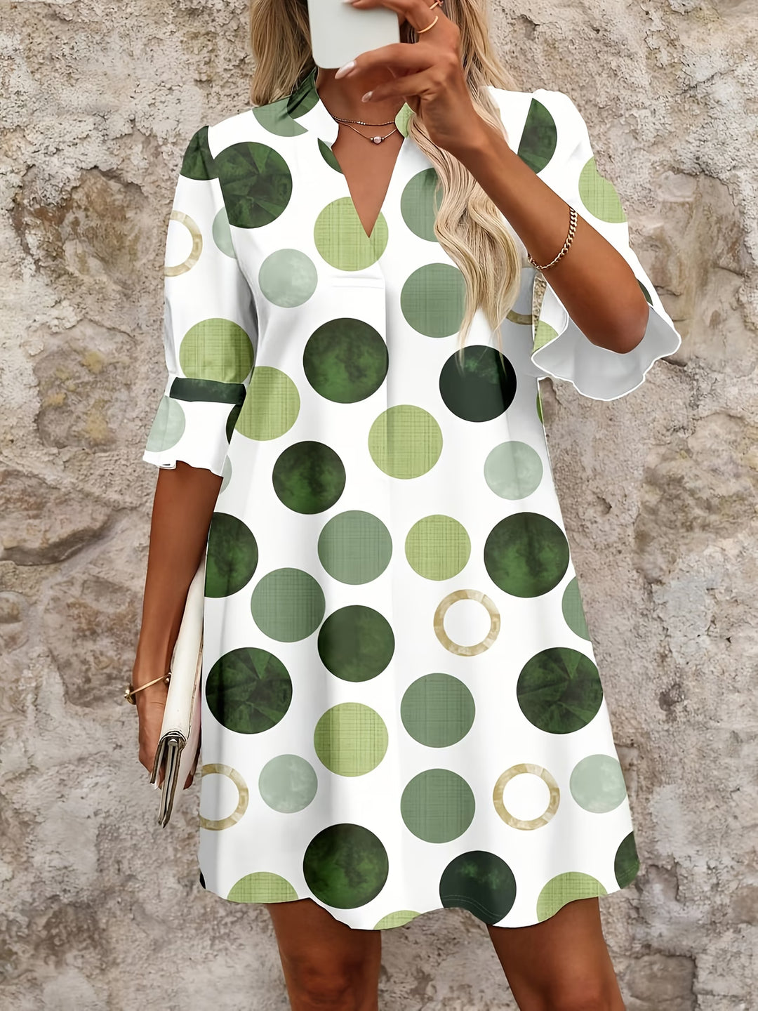 Veda | Stylish Mid Sleeve Dotted Dress