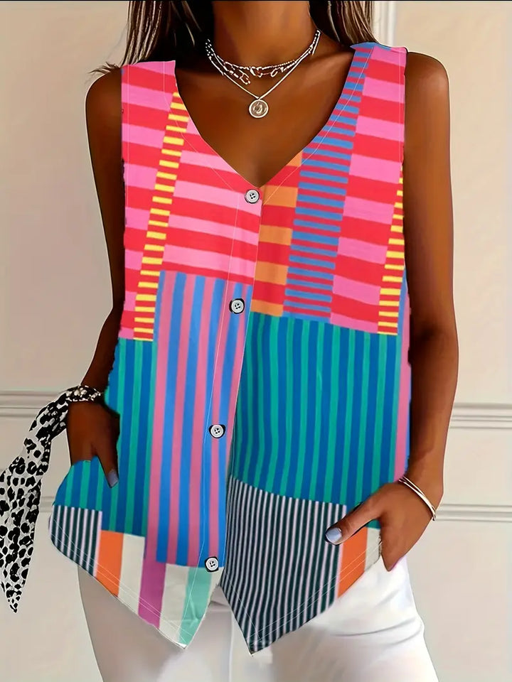 Colleen | Sleeveless Button-Front Blouse
