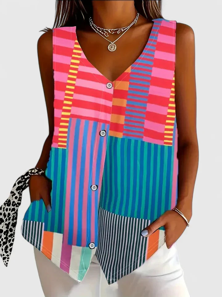 Colleen | Sleeveless Button-Front Blouse