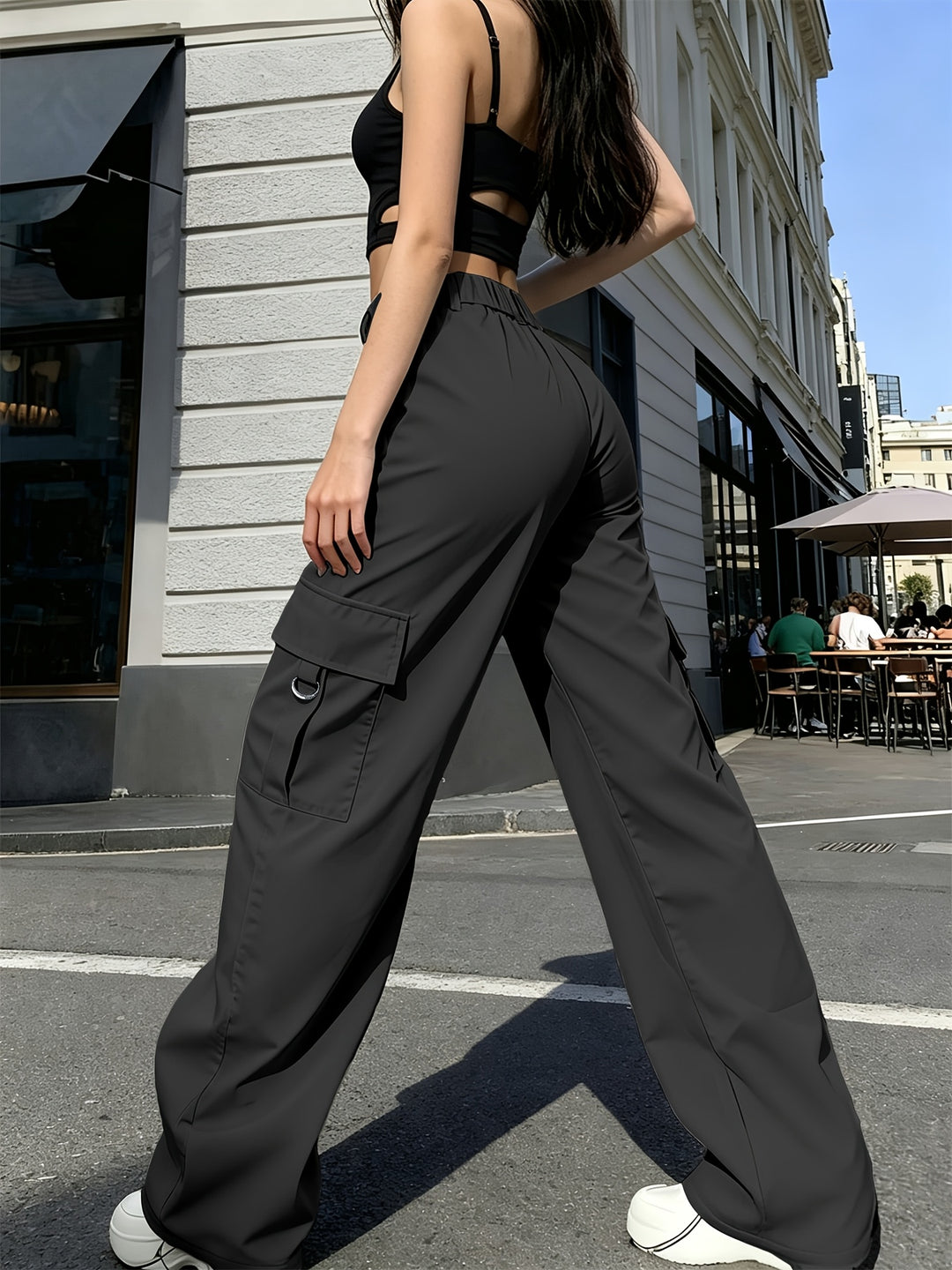 Sadie | High-Waisted Wide-Leg Cargo Trousers