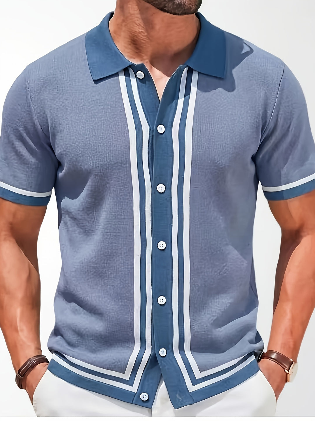 Malcolm | Retro Striped Short-Sleeve Polo Shirt