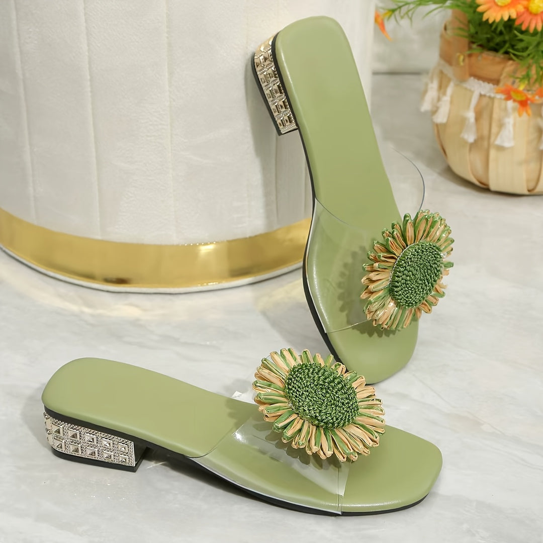 Serena | Floral Square-Toe Heeled Sandals