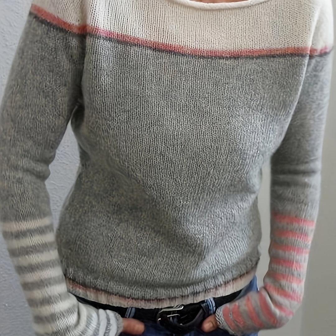 Annika | Colour-Block Boat Neck Sweater