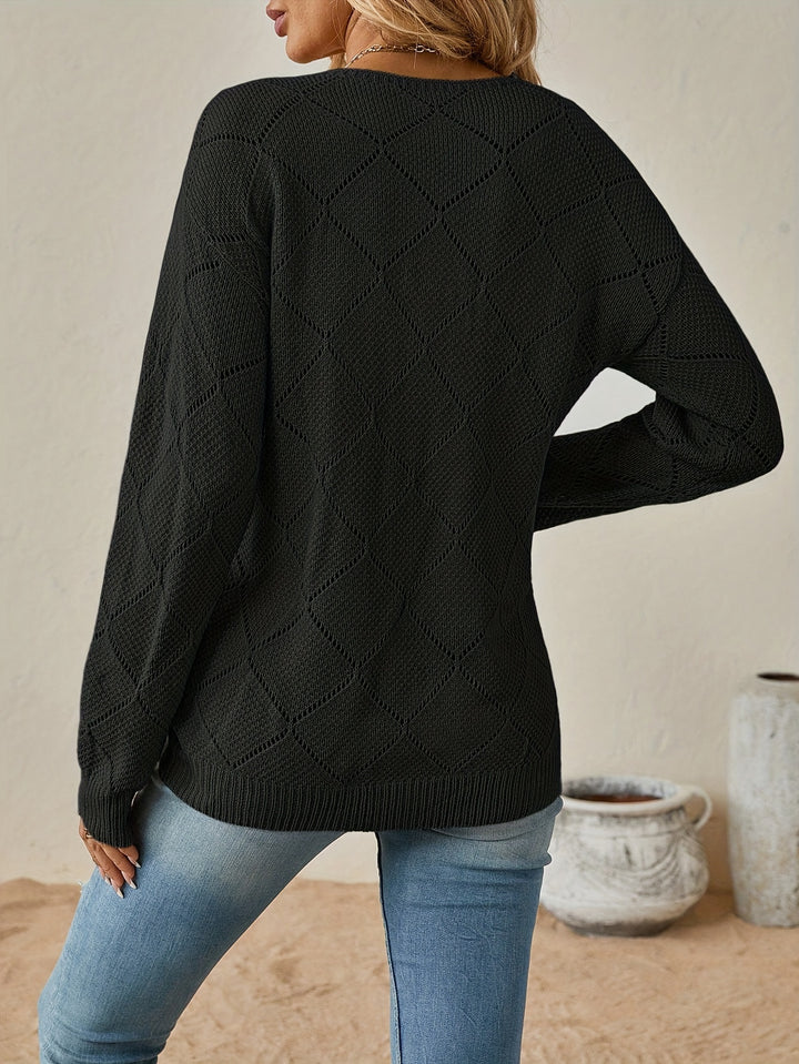 Bernice | Openwork V-Neck Sweater