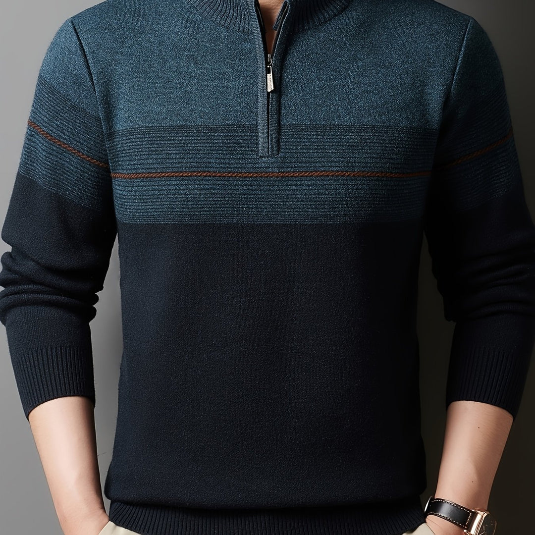 Ambrose | Half-Zip Striped Sweater