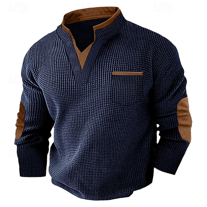 Harlan | Textured Long-Sleeve Henley Shirt