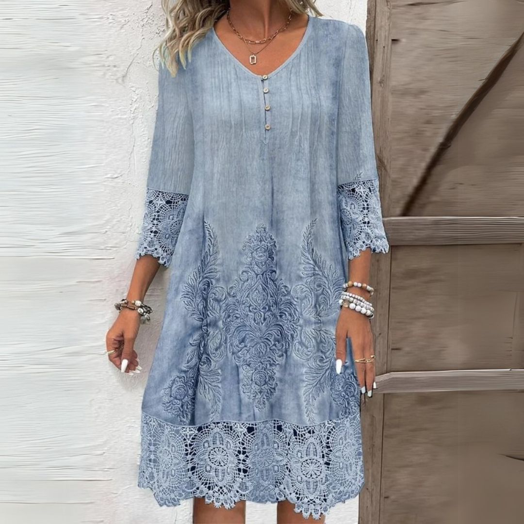 Marleen | Lace-Trimmed Midi Dress