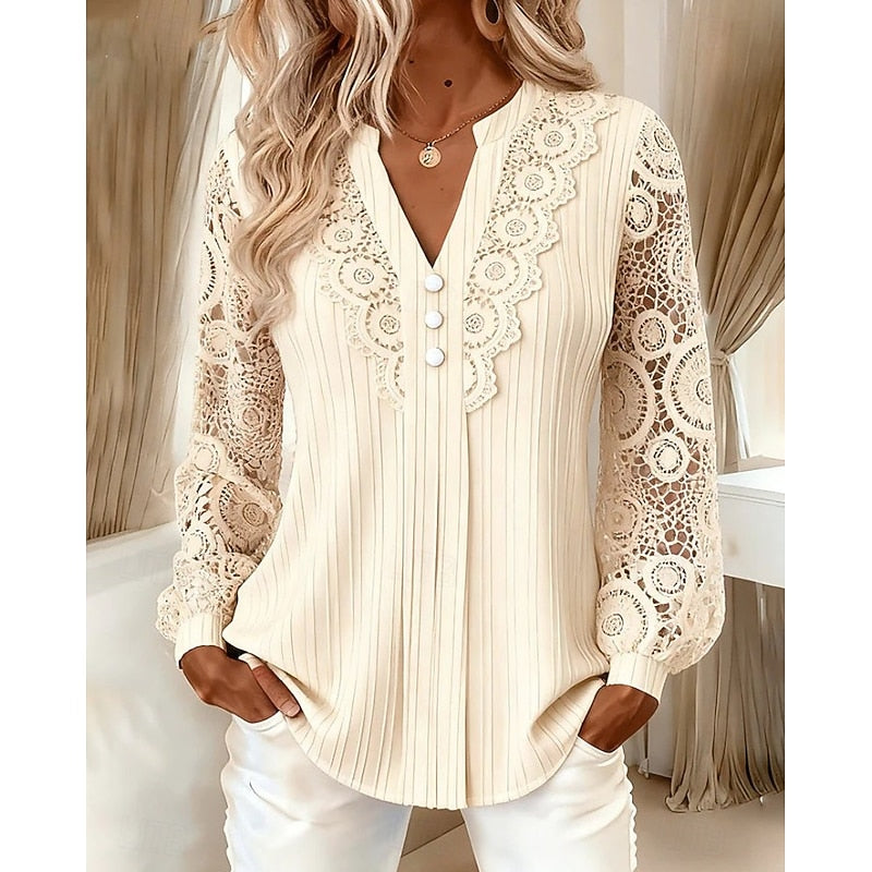 Annalise | Lace-Detail Long Sleeve Blouse
