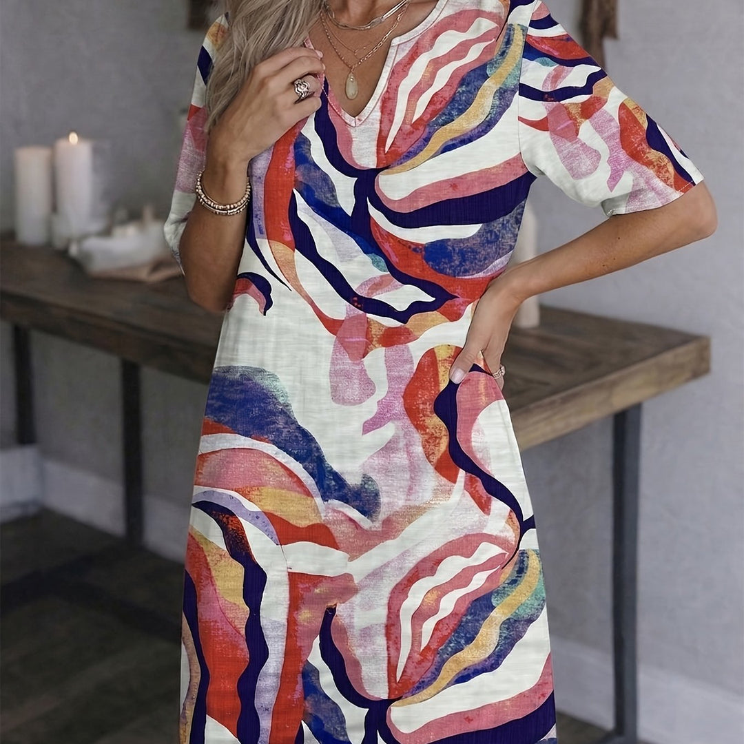 Marion | Artful Print V-Neck Dress