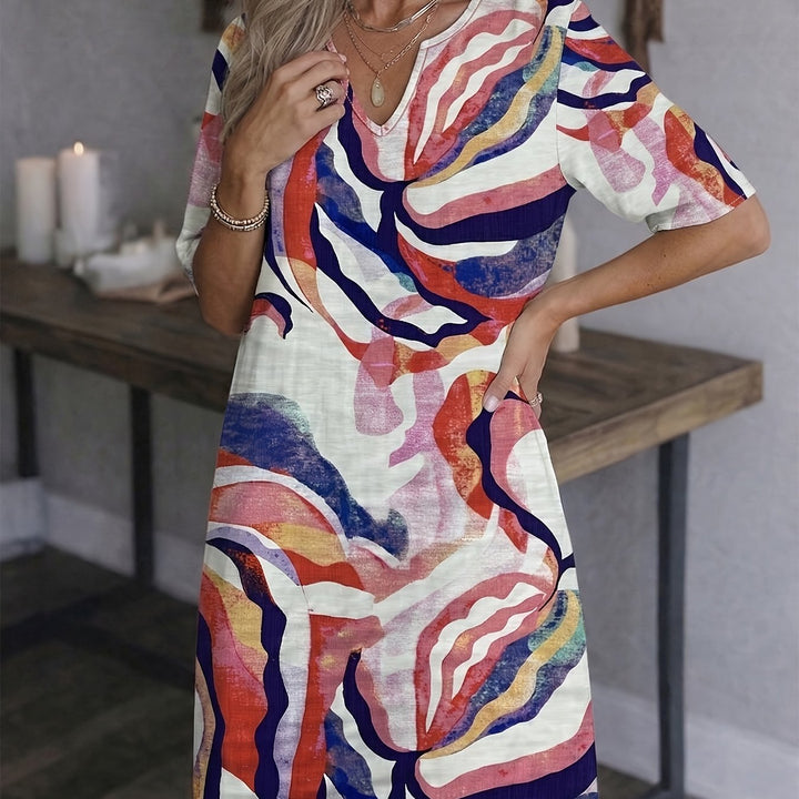 Marion | Artful Print V-Neck Dress
