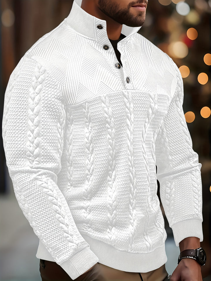 Griffin | Textured Button-Neck Pullover
