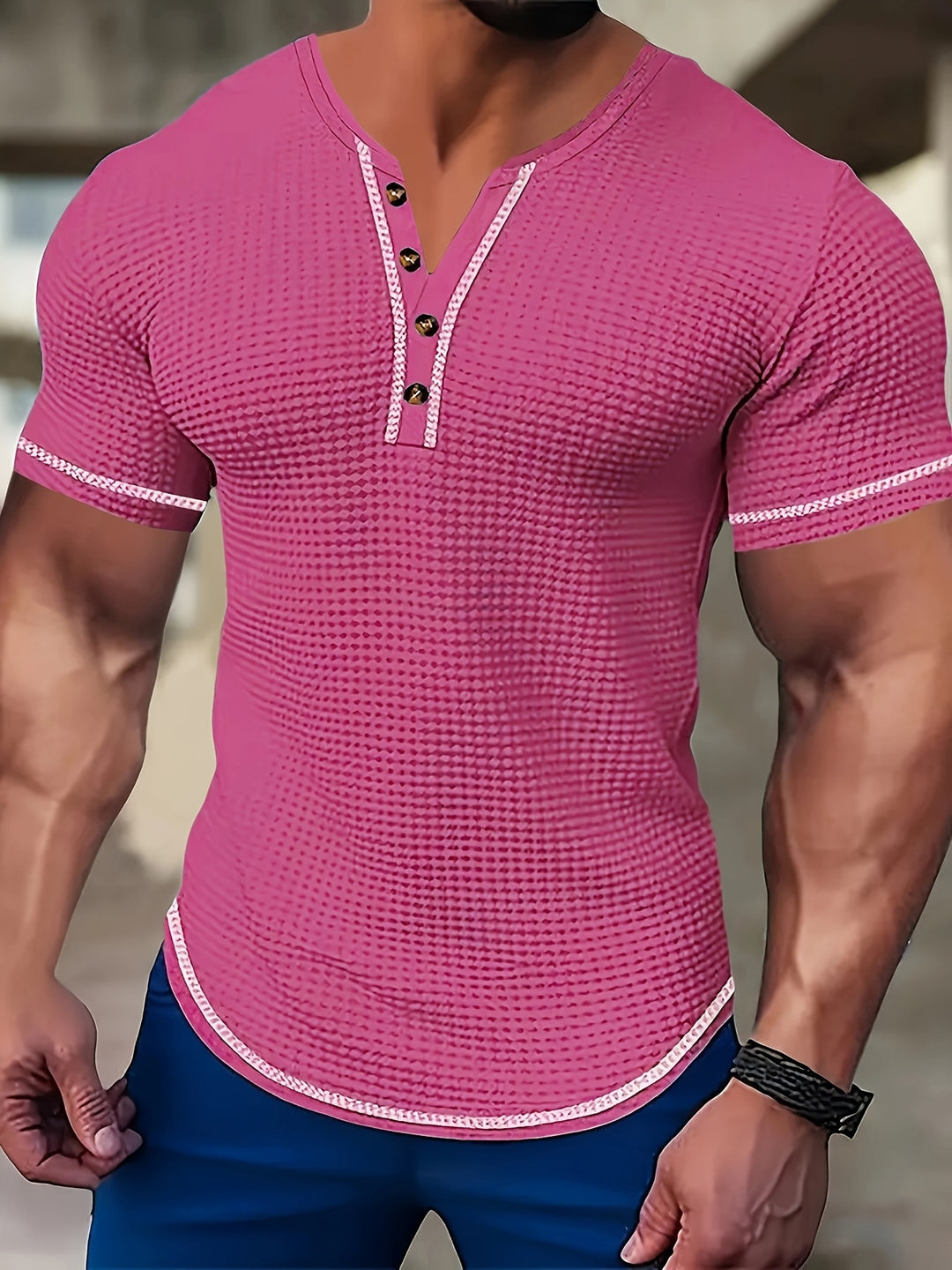 Beckett | Textured Button-Neck Henley