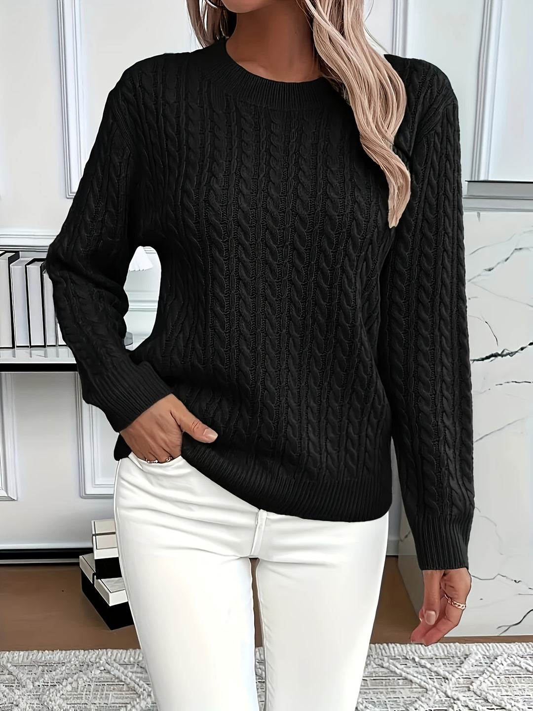 Lorelei | Cable-Knit Round Neck Sweater