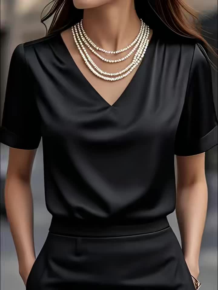Katherine | Draped V-Neck Blouse