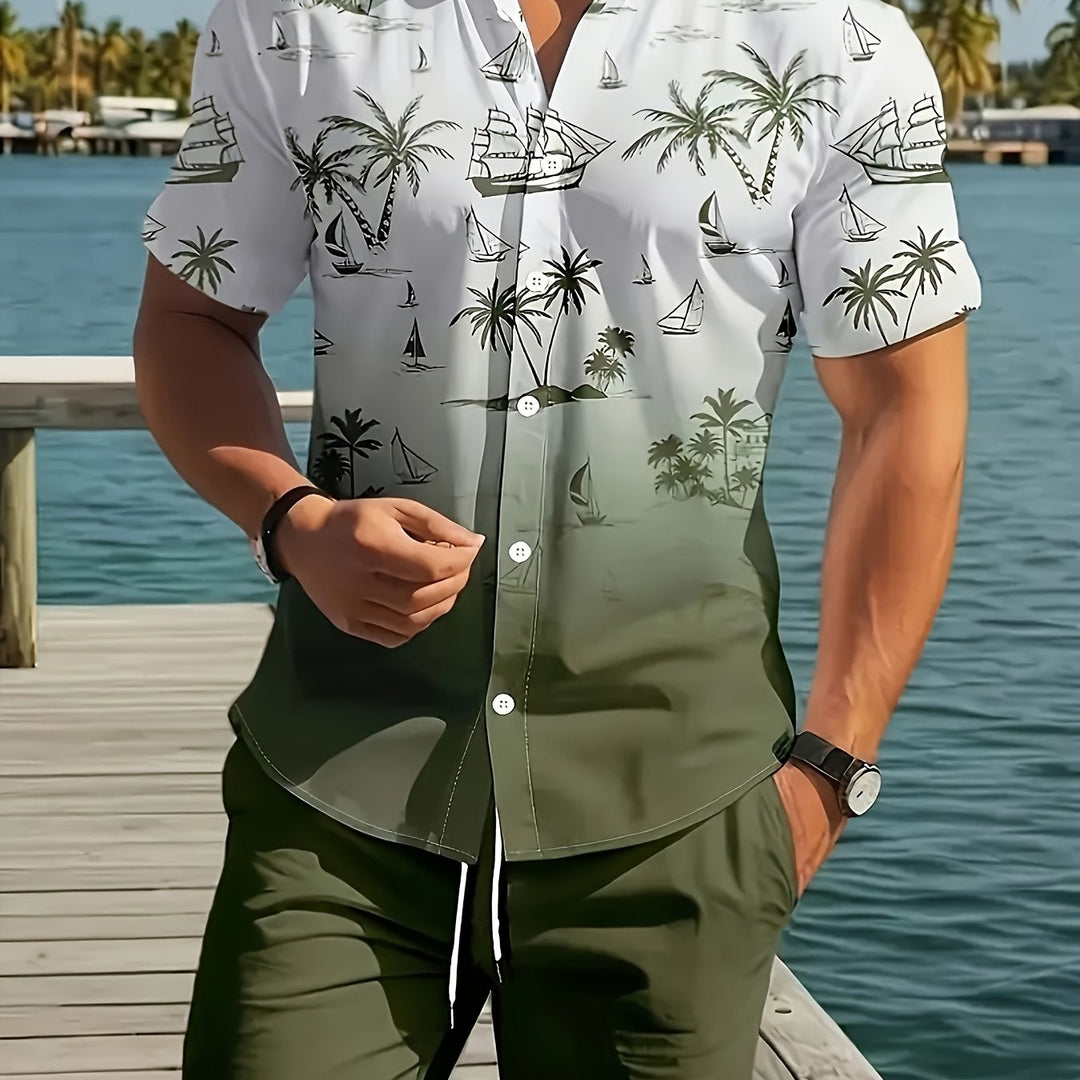 Grayson | Coastal Print Shirt & Shorts Set