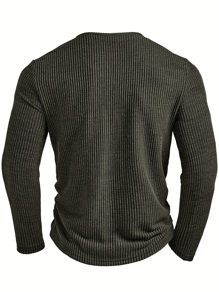 Malcolm | Ribbed Long-Sleeve Henley Shirt
