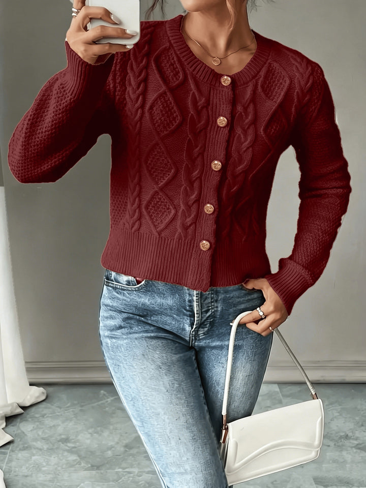 Cecilia | Cable-Knit Button-Front Cardigan