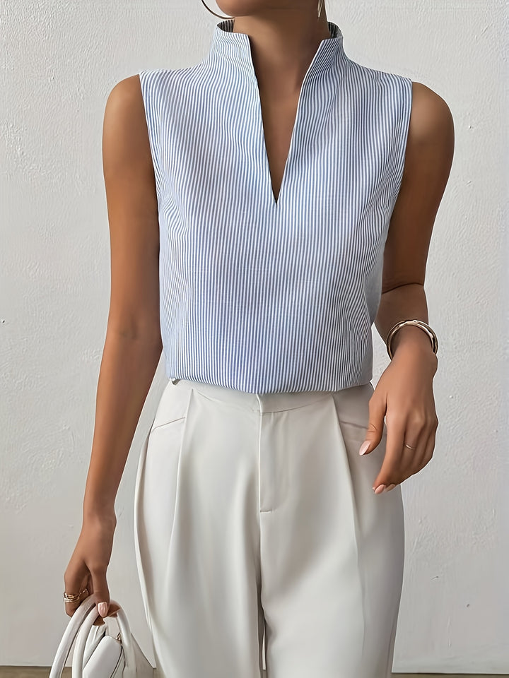 Greta | Striped Sleeveless V-Neck Top