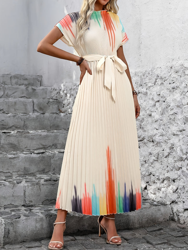 Miriam | Belted Pleated Maxi Dress